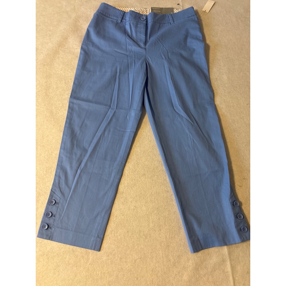 Talbots Perfect Crop‎ Pants 4P Light Blue Slim Leg Button Hem Petite New
